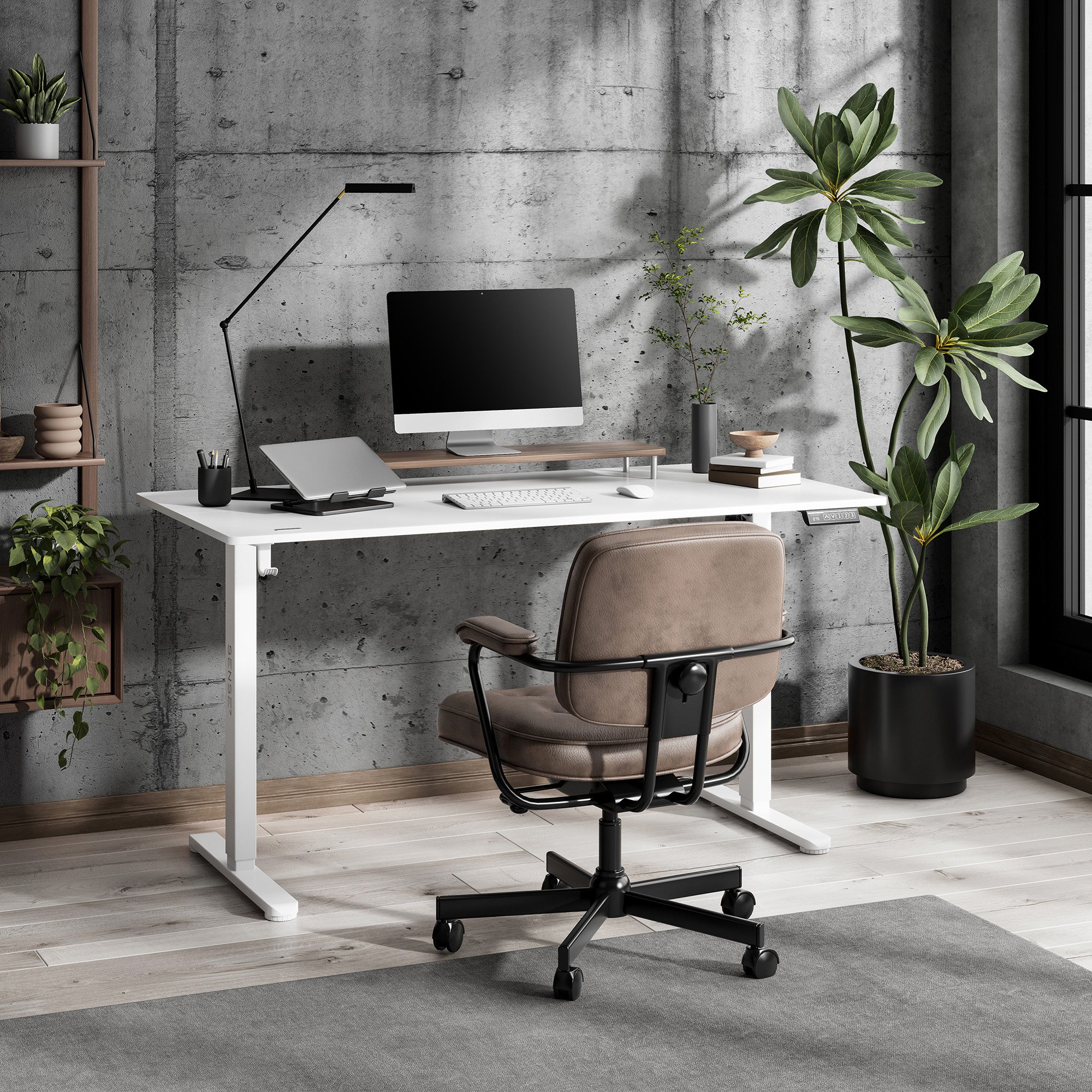 Tavolinë elektrike SENSE7 NOJO LIGHT, 140 x 70 cm, e bardhë