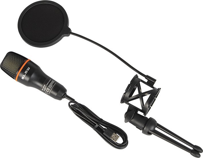 Mikrofon kondenzator BLOW Gaming, USB, me tripod, ndriçim RGB