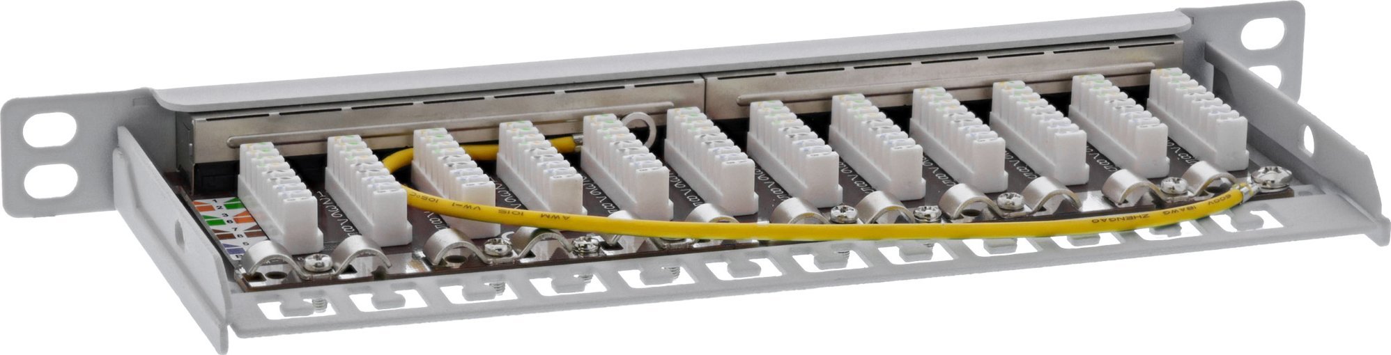 Patch panel InLine 10", Cat.6A, 12 porta, gri e hapur