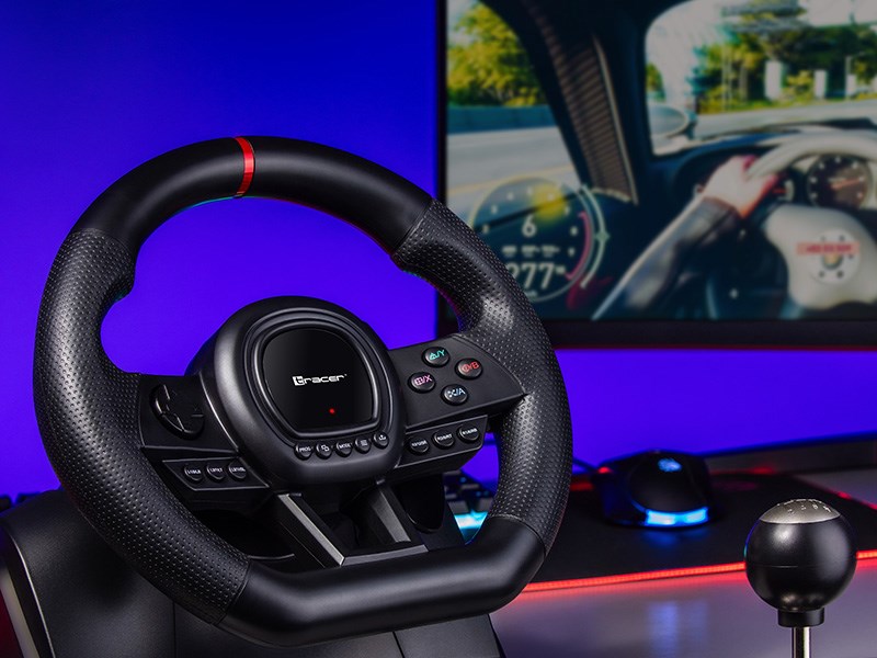 Timoni lojërash Tracer Simracer 6in1, 270°, me pedale dhe levë marshe, i zi