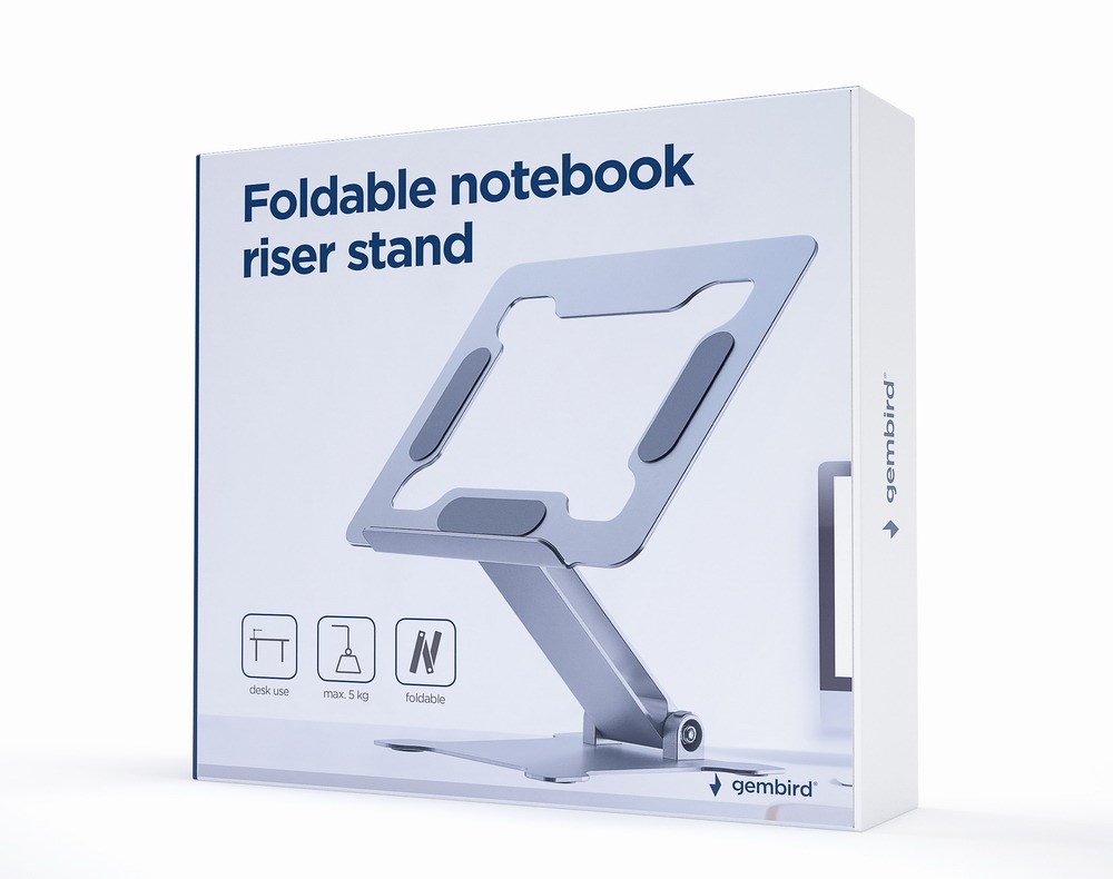 Standi për laptop Gembird, deri 15.6", alumin, ngjyrë argjendi