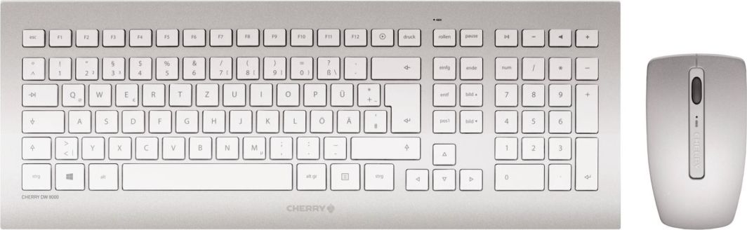 Set tastierë dhe maus CHERRY DW 8000, wireless RF, layout QWERTZ gjerman, argjendtë