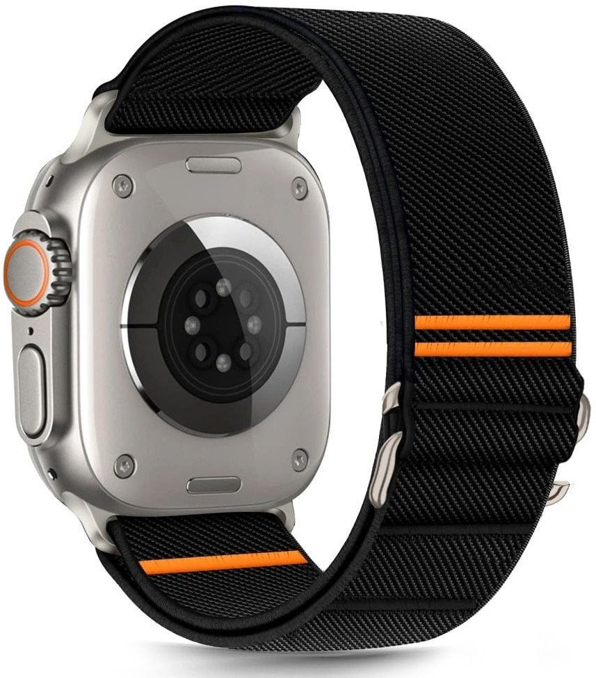 Ремче Tech-Protect Nylon Slip за Apple Watch 44 45 46 49 mm, проветрлив најлон, црно