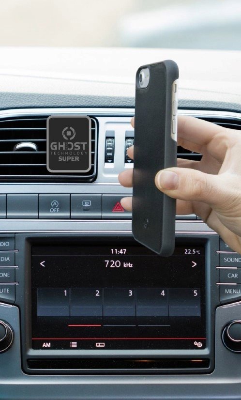 Mbajtës telefoni Celly GHOSTSUPERPLUS 360, për grilë ajri, rrotullim 360°, i zi