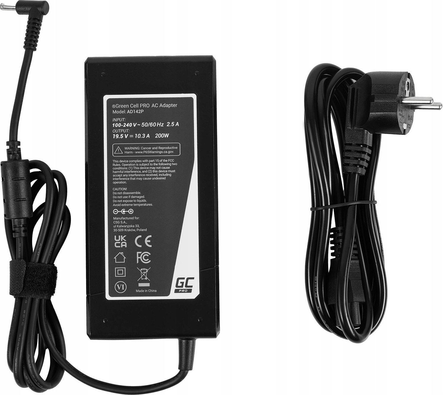 Adapter karikues GreenCell AD142P, 200W, për laptop HP, i zi