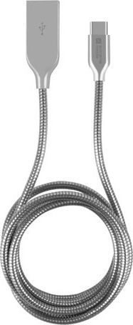 Kabllo Natec Extreme Media USB Type-C USB 2.0 (M), 1m, argjend, gërshet metalik
