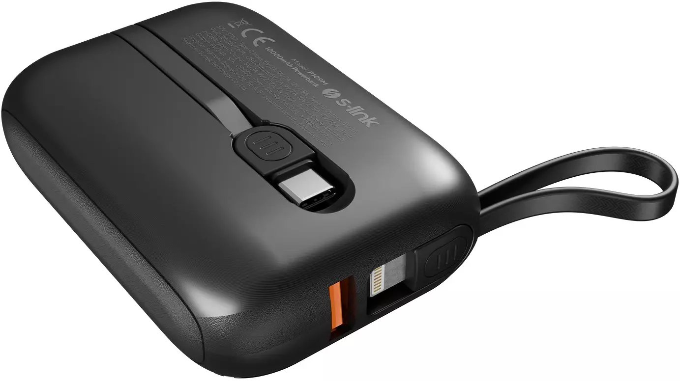 Powerbank S-link P109M, 10000mAh, karikim i shpejtë PD QC, i zi