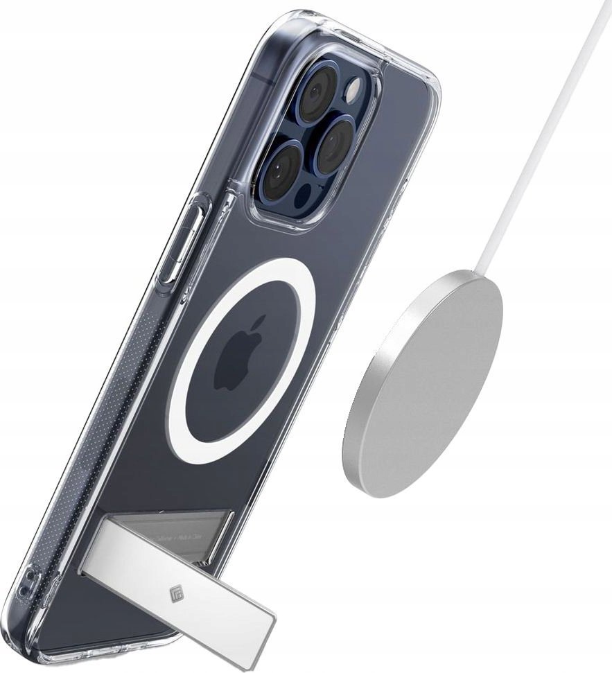 Mbulesë telefoni Spigen Caseology Capella MagSafe Kickstand, për iPhone 15 Pro Max, transparente e bardhë