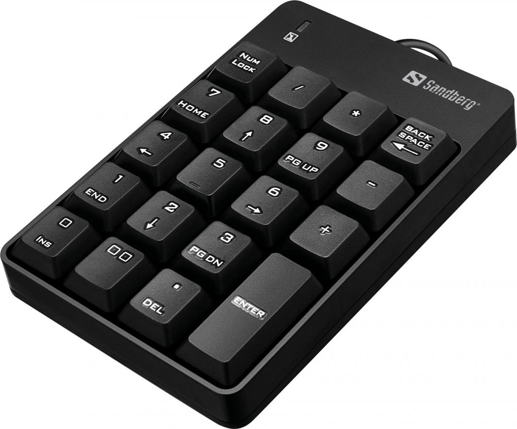 Tastierë Sandberg Numeric, numerike, me kabllo, US, e zezë