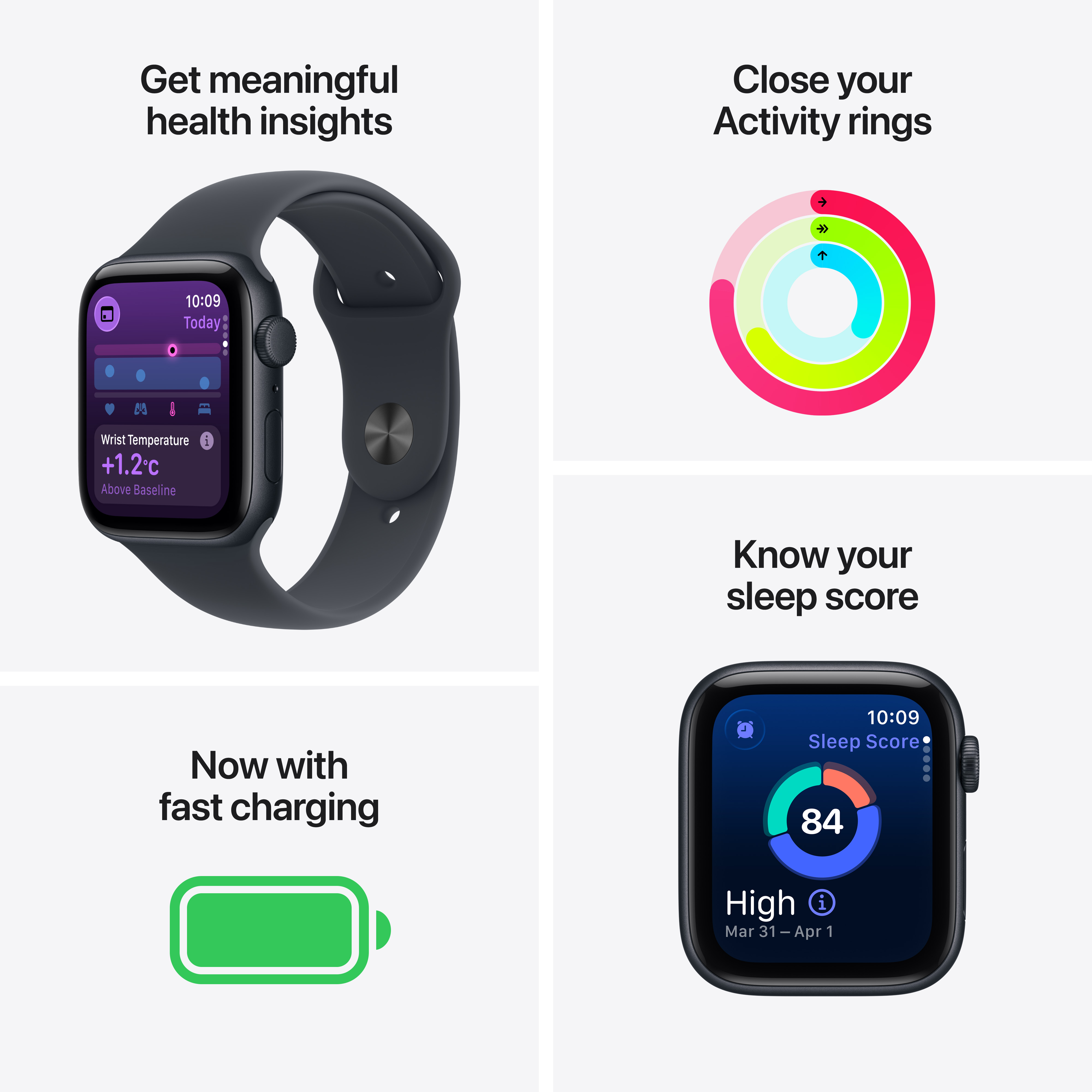 Apple Watch SE 3 GPS 44mm Starlight Aluminium Case with Starlight Sport Band, S/M