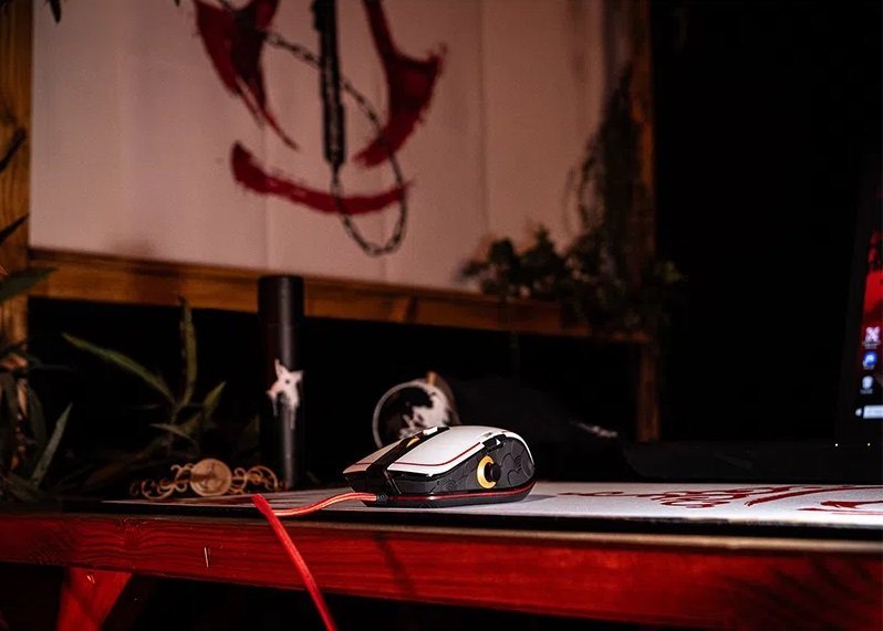Maus gaming Lexip X Ubisoft Assassins Creed Shadows, me kabllo, për PC, i zi