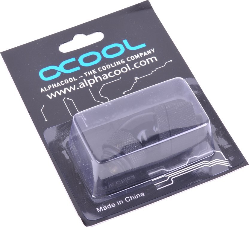 Lidhës 45° për ftohje uji Alphacool, G1/4 mashkull, për tuba 16/10 mm, i zi