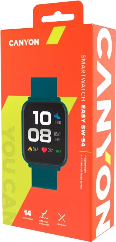 Ora inteligjente Canyon EASY SW-54, ekran 1.7", rezistente ndaj ujit, e zezë