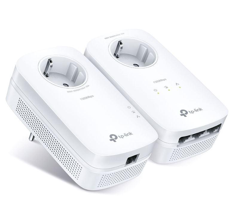Adapter powerline TP-Link AV1300 TL-PA8033P KIT, 1300 Mbps, 3x Gigabit Ethernet, me prizë passthrough, i bardhë