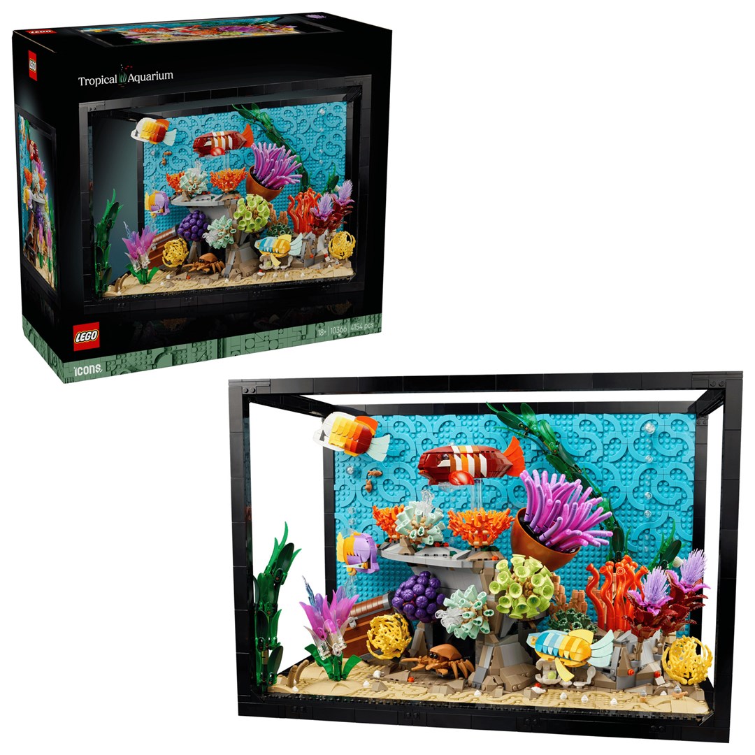 Set ndërtimi dekorativ Tropical Aquarium, model akuarium tropikal, shumëngjyrësh