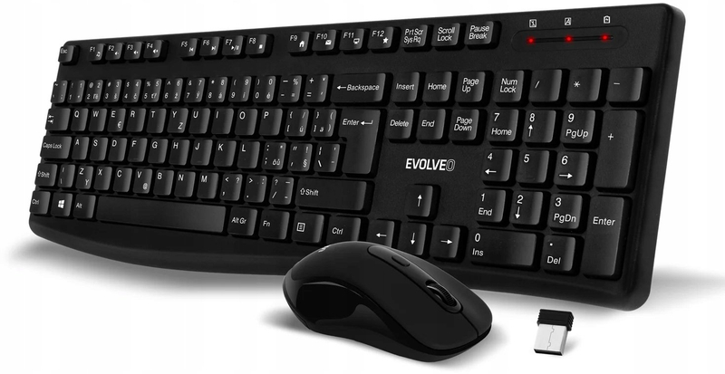Set tastierë dhe maus EVOLVEO K1050, pa tela, ergonomik, i zi