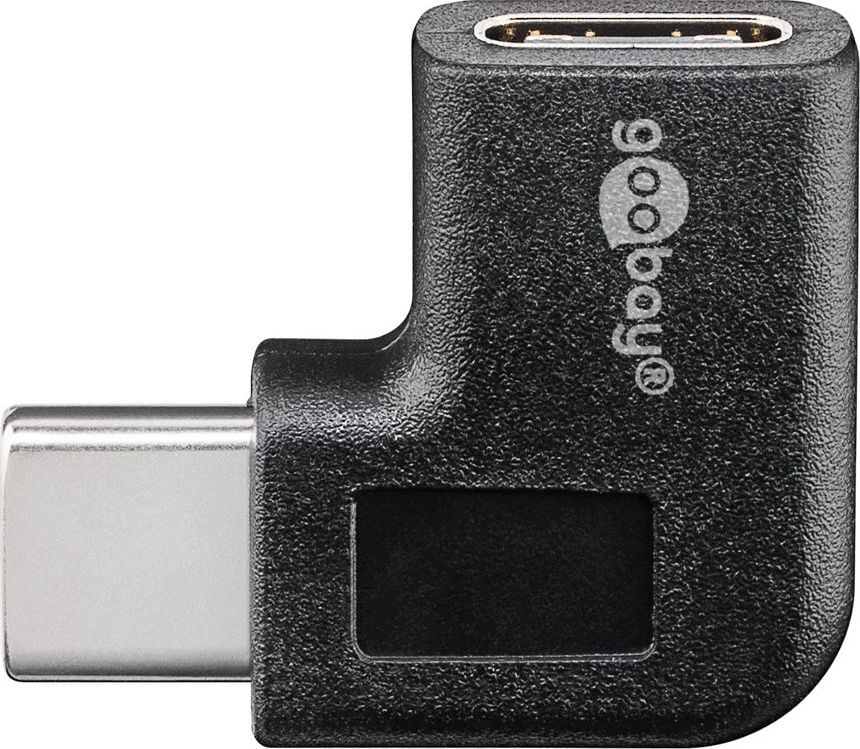 Adapter USB C Pro 90°, USB C mashkull në USB C femër, i zi