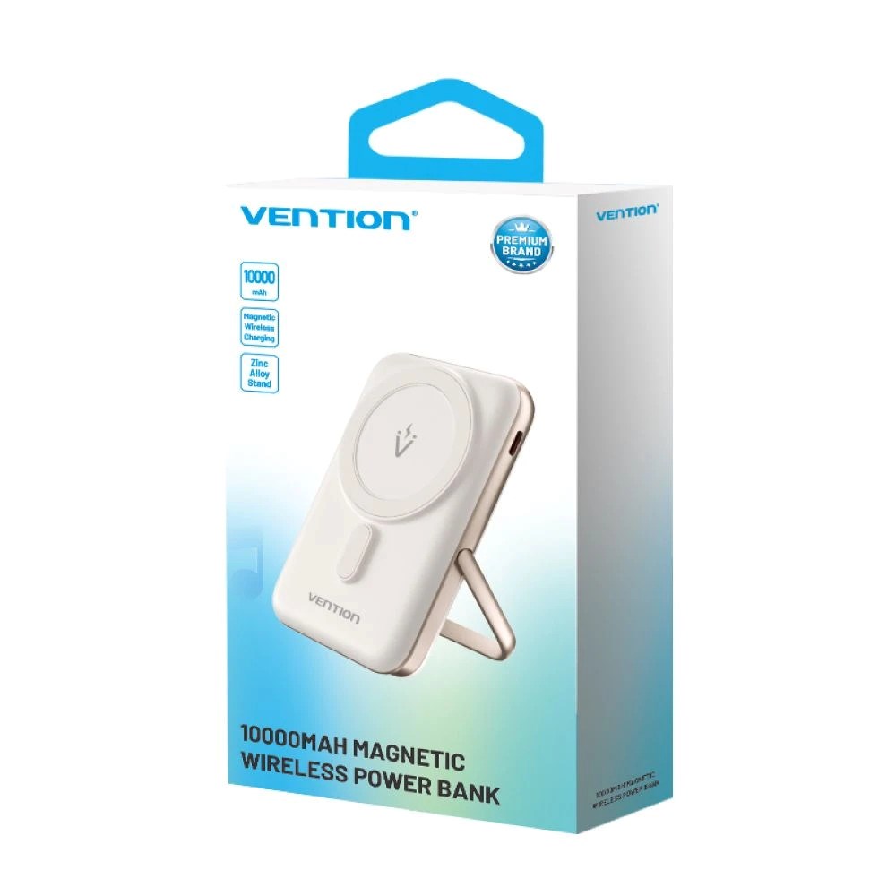 Karikues portativ Vention Magnetic Wireless, 10000mAh, 20W USB C, i bardhë