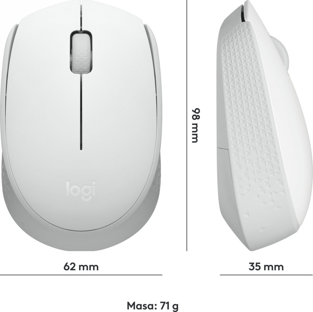 Maus Logitech M171, wireless, USB, i bardhë