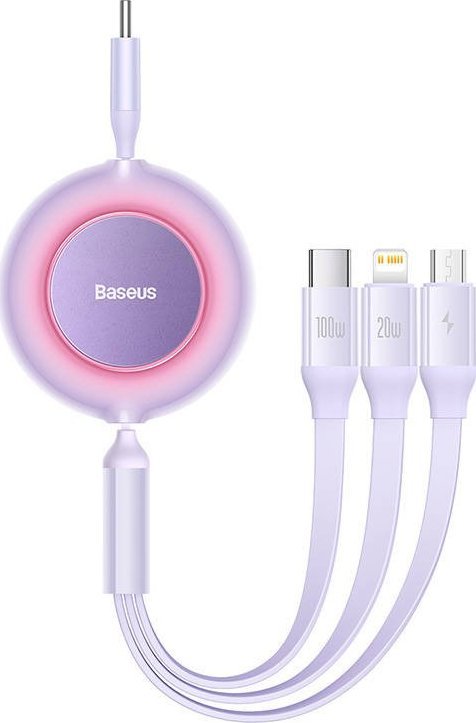Kabllo USB Baseus CAMJ010205, USB C në USB C Lightning microUSB, 1.1m, vjollcë