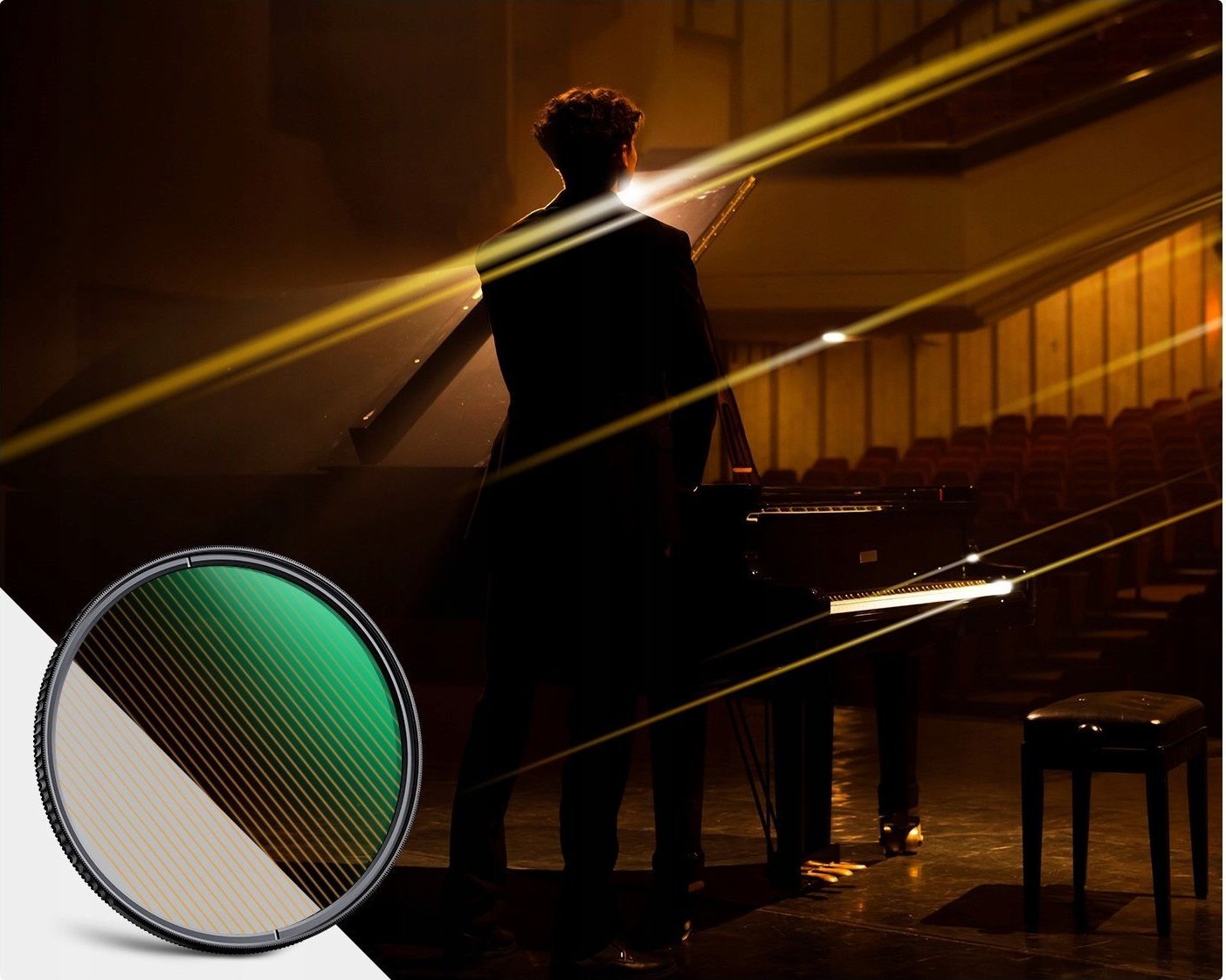 Filtër fotografik K&amp;F Concept NANO-X MRC GOLD Streak Anamorphic, 55mm, flares të arta