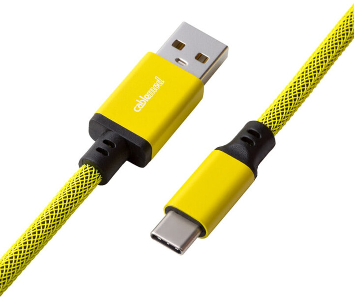 Kabllo spirale CableMod Pro, USB-C/USB-A, 1,5m, e verdhë
