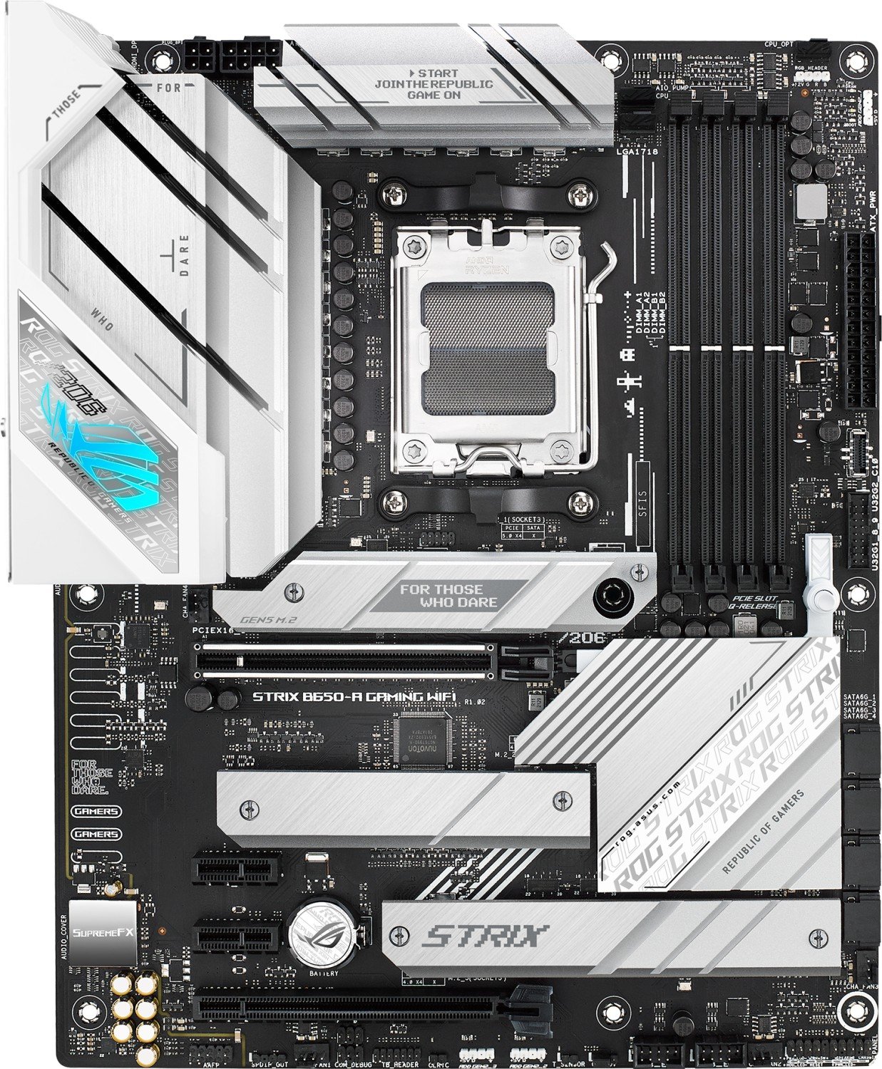 Pllakë amë Asus ROG STRIX B650-A GAMING WIFI, DDR5, Wi-Fi 6E, ATX, e bardhë