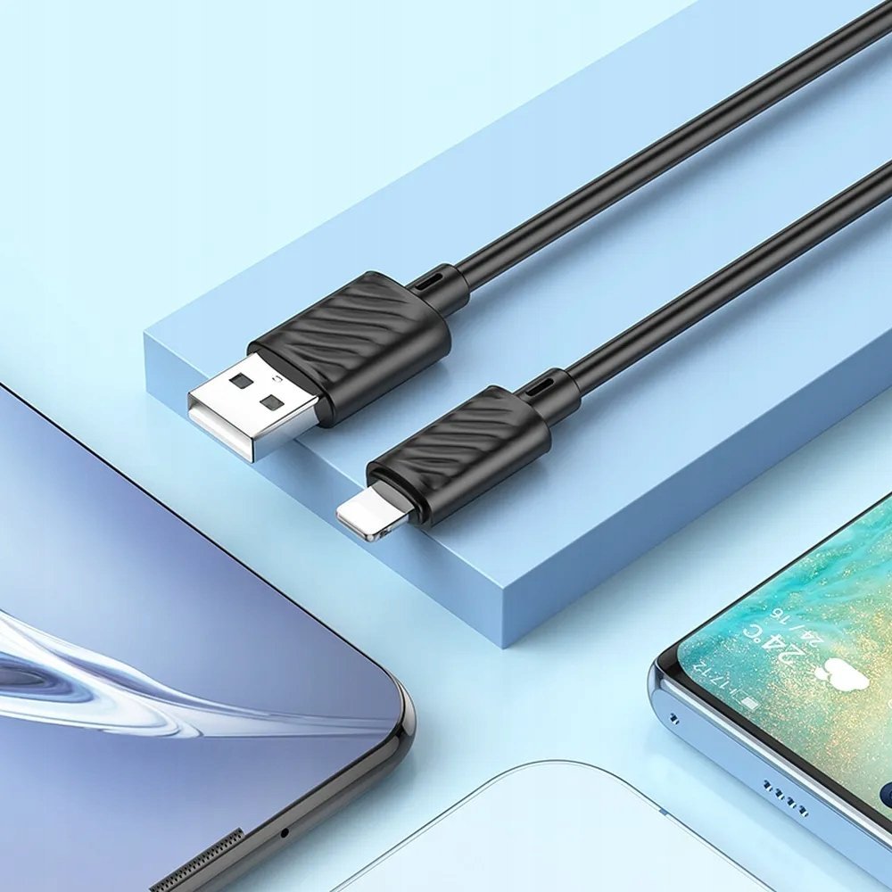 Kabllo Hoco X88 USB A në Lightning, 2.4A, 1m, e zezë
