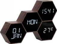 Orë digjitale Karlsson Six in the Mix, ekran LED, formë gjashtëkëndore, e zezë