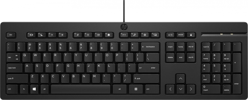 Tastierë HP 125, me kabllo USB, layout gjerman, e zezë