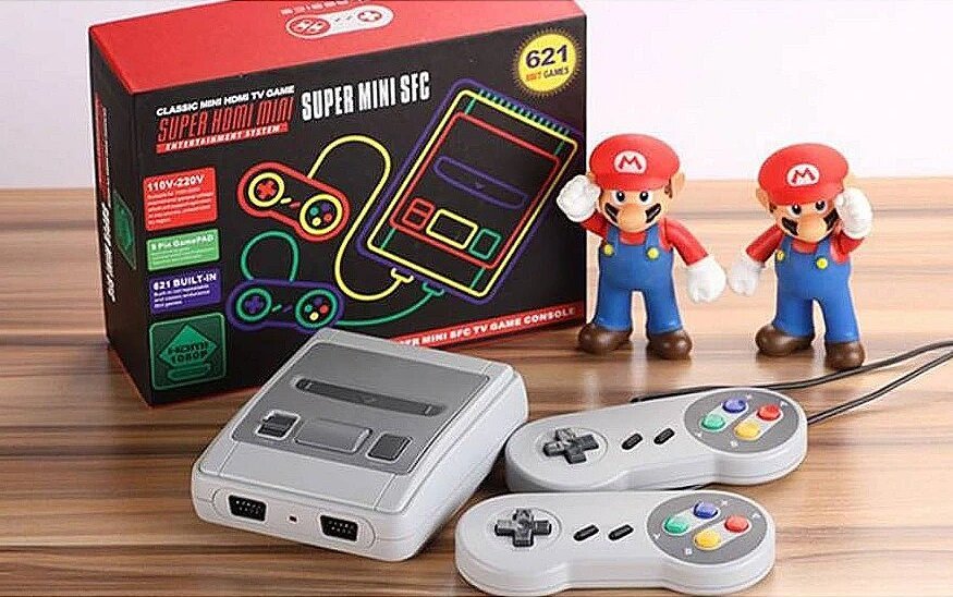 Konzolë lojërash RoGer SFC620 LD Super Mini SFC, 620 lojëra 8 bit, 2 gamepadë, gri