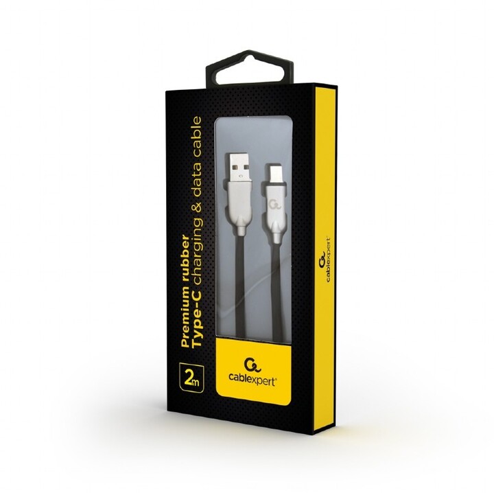 Kabllo Gembird CABLEXPERT, USB-A në USB-C, M / M, PREMIUM QUALITY, e veshur me gomë, 2m, e zezë
