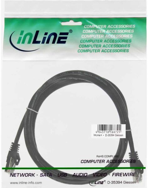 Кабел InLine (72550S), SF / UTP, cat.5e, 0,5М, црн