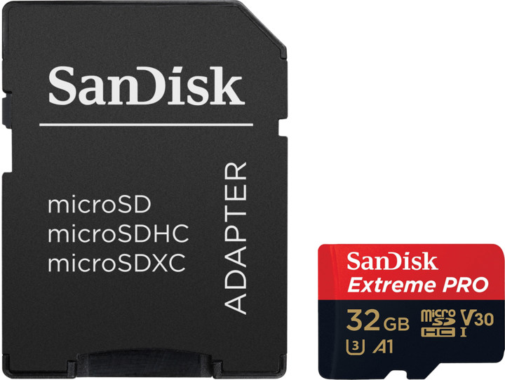 Kartë memorie SanDisk Micro SDHC Extreme Pro 32GB 100MB/s UHS-I U3 V30 + SD 