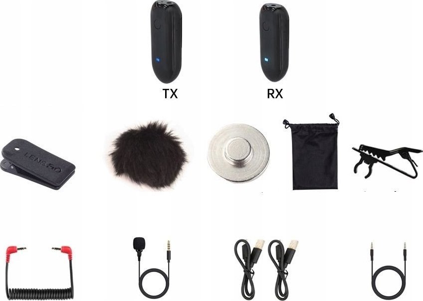 Mikrofon lavalier wireless Lensgo LWM-318C, për streaming, i zi