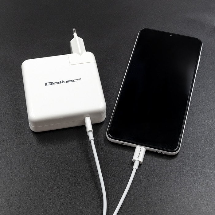 Karikues rrjeti Qoltec FAST, 96W, USB C PD, i bardhë