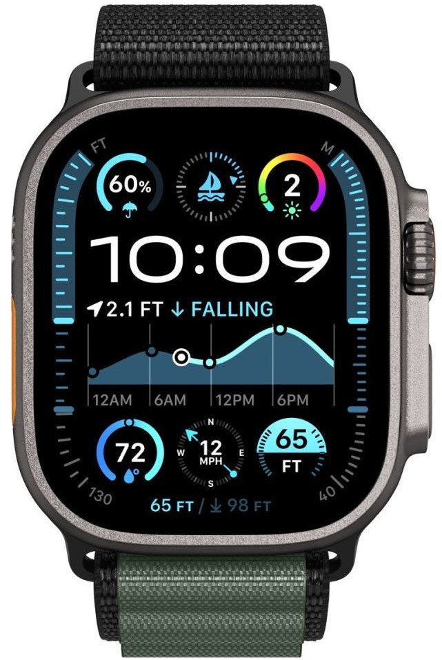 Byzylyk për Apple Watch Spigen WBF1, 44 45 46 49 mm, najlon sportiv, i zi jeshil