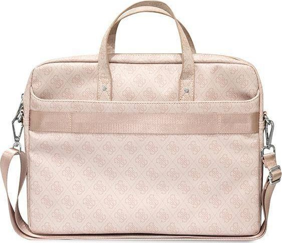 Çantë laptopi Guess 4G Triangle Logo Bag, deri 16", lëkurë eko, rozë