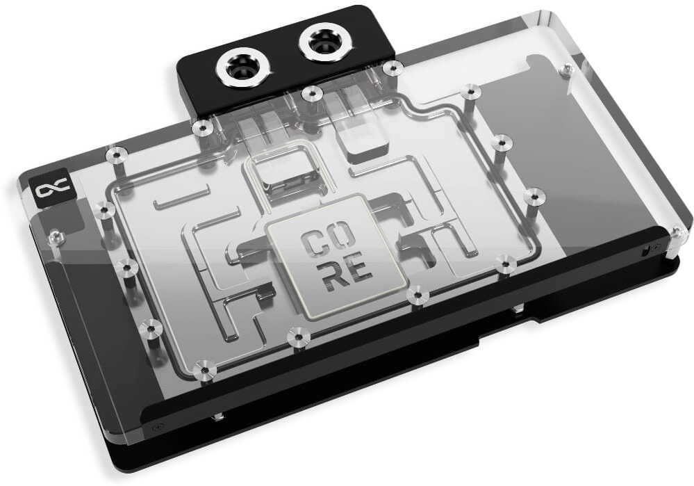 Воден блок Alphacool Core RX 9070 XT ASUS TUF Prime, хромиран бакар, адресабилно RGB, проѕирен