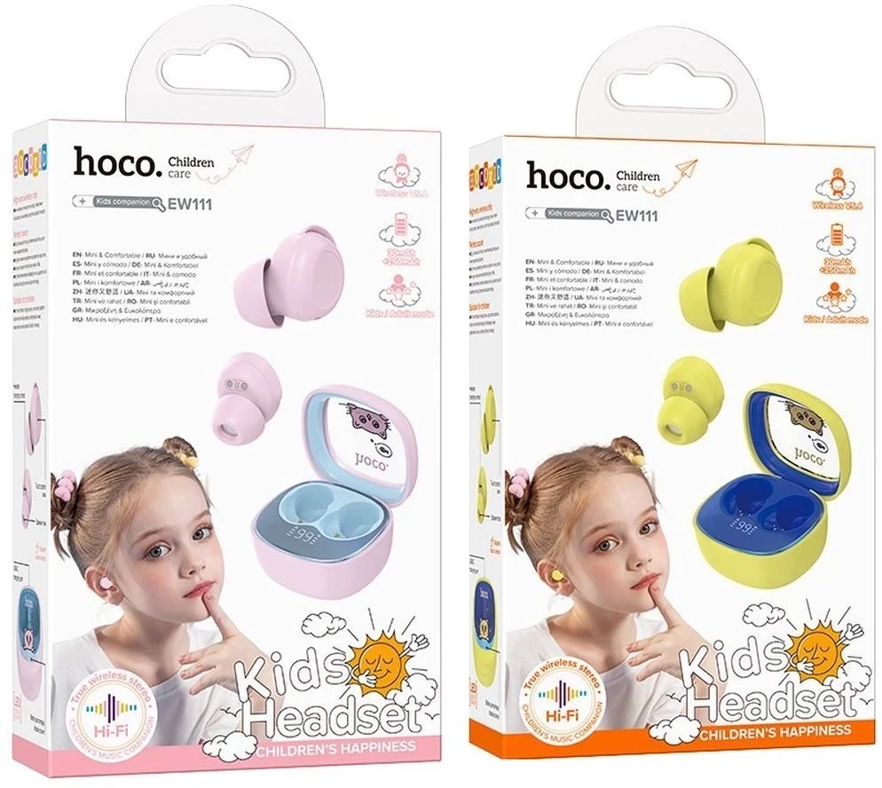 Kufje wireless për fëmijë Hoco EW111, Bluetooth, stereo, shumëngjyrëshe