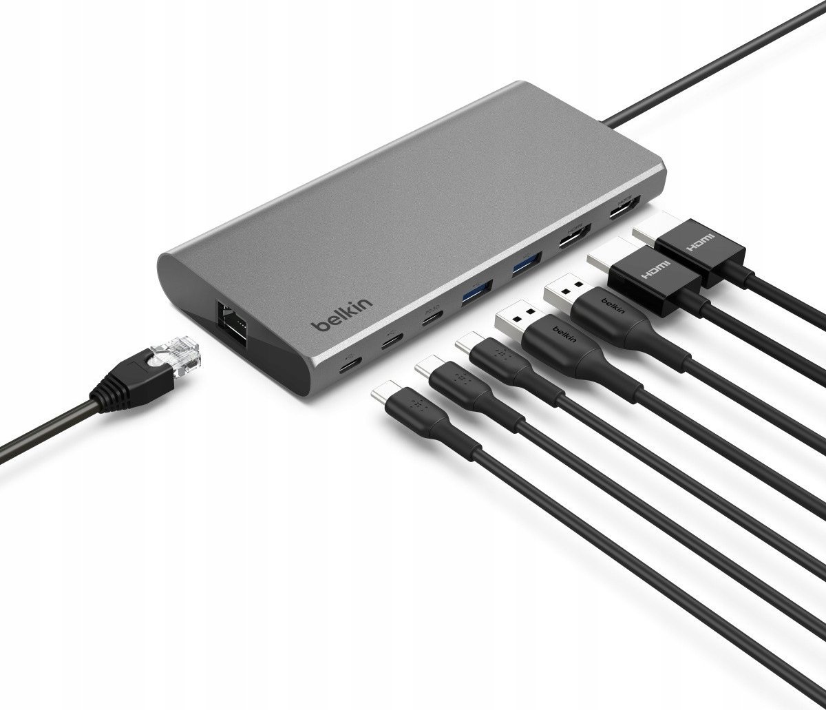 Docking station Belkin INC015BTSGY CZ, USB C, 8 porta, 4K, gri alumini