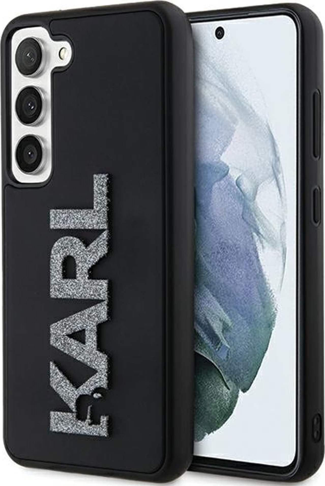 Kapak telefoni Karl Lagerfeld 3D Rubber Glitter Logo, për Samsung Galaxy S23 Plus, silikoni TPU, i zi