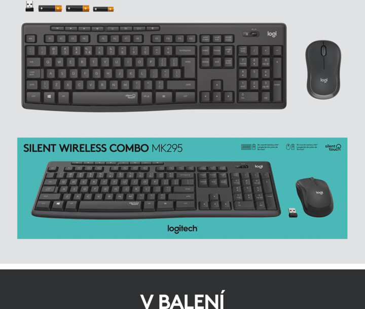 Тастатура и глушец Logitech MK295 Silent, графит