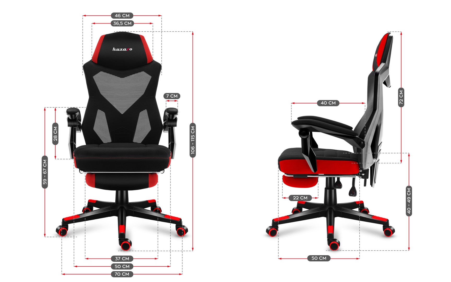 Karrige lojërash Huzaro Combat 3.0, 140kg, e kuqe