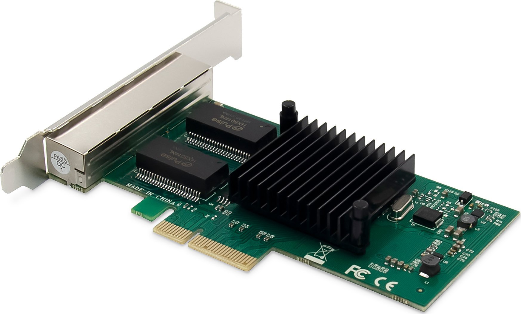 Мрежна картичка Digitus DN-10114, 4 гигабитни порти, PCIe, црна