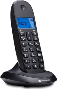 Фиксен безжичен телефон Motorola 107c1001cb+, осветлен екран, тастатура со големи копчиња, црн