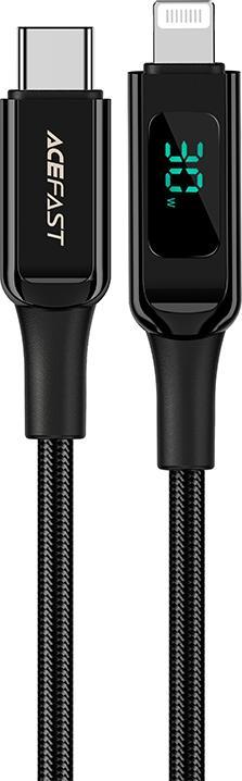Kabllo Acefast USB C në Lightning, 1.2 m, 30W, e zezë