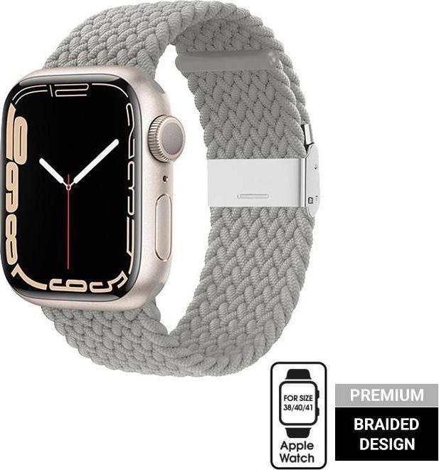 Rrip dore Crong Wave Band Braided për Apple Watch 38/40/41 mm, material tekstil, gri e çelët