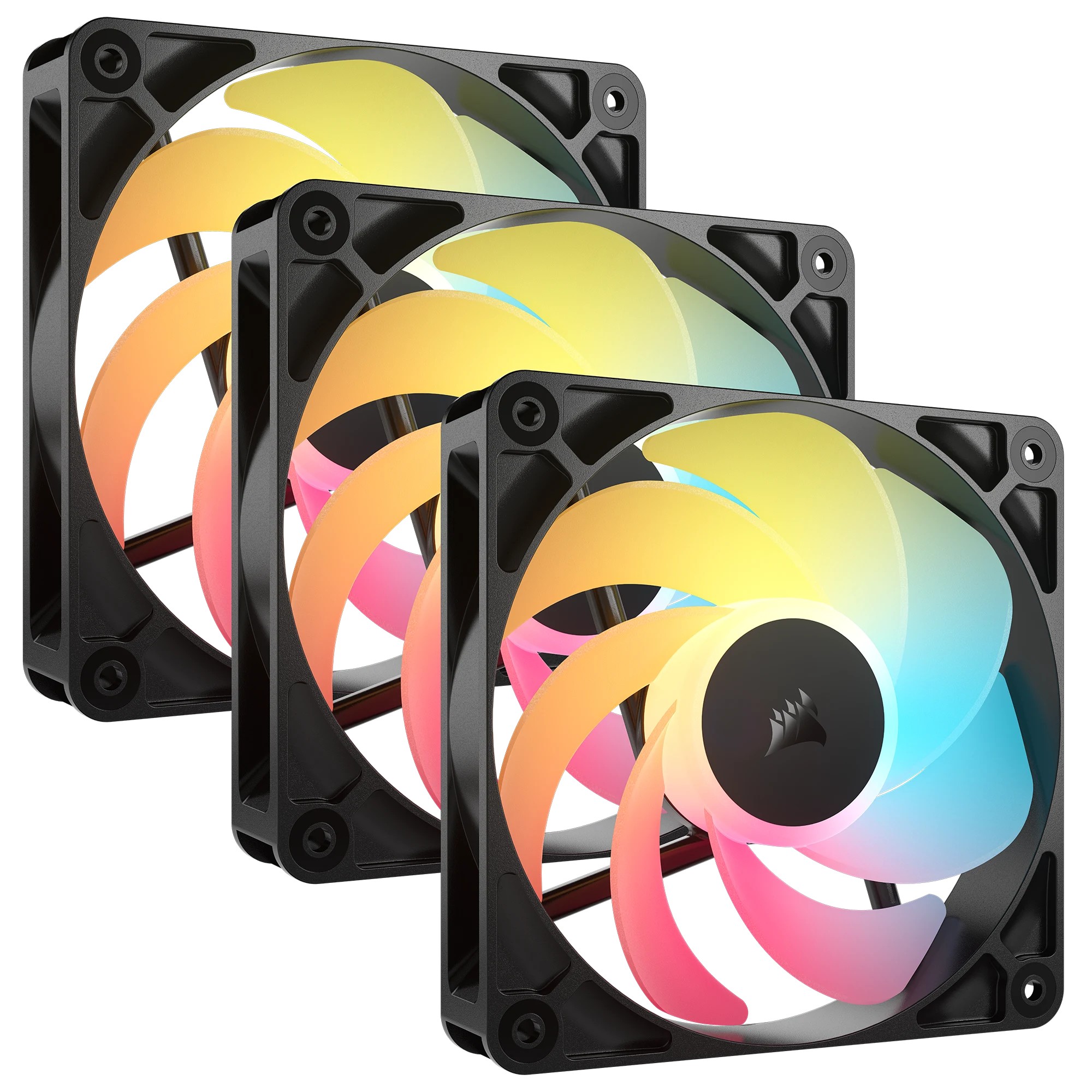 Ventilator për PC Corsair RS120 R ARGB, 120mm, paketë 3 copë, i zi