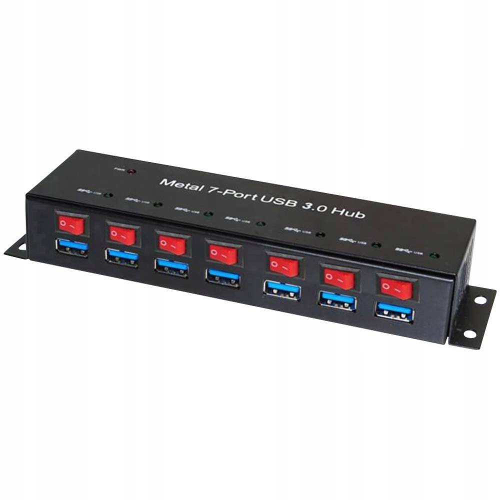 Hub USB Renkforce 7 porta, USB 3.0, strehë metalike, i zi